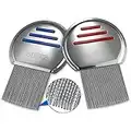 Lice Comb - (Pack of 2) Stainless Steel Professional Lice Combs and Head Lice Treatment to Effectively Get Rid of Hair Lice and Nits, Best Results for Infection and Re-infection in Kids & Adults