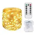 Vicloon Stringa Luci LED, 10M 100 LED Luci Natale Impermeabili con Telecomando, Luci LED a Batteria, Lampada a Fili di Rame, Luci Stringa Decorative per Giardino, Casa Feste, Halloween, Matrimonio