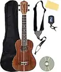 Oscar Schmidt OU5 Koa Concert Ukulele Bundle with Gig Bag, Tuner, Strap, Fender Play Online Lessons, Austin Bazaar Instructional DVD, and Polishing Cloth