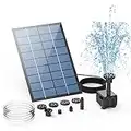 AISITIN 2.5W Solar Fountain Pump, DIY Outdoor Solar Water Fountain Pump with 6 Nozzles and 4ft Water Pipe, Solar Powered Pump for Bird Bath, Ponds, Garden and Fish Tank Garden, Pond