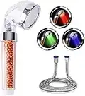 Hand Shower Head 7 Colours LED with Hose, LED Shower Head, Shower Head Bathroom Shower Head High Pressure Water Saving Sprayer and Double Filter Anti-Chlorine