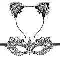 Fanshiontide Katzenohren Stirnband Katzenmaske Damen Sexy SpitzeMaskerade Masken Augenmaske Kostüm Catwoman Cosplay Halloween Dekor Karneval