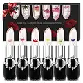 SuperThinker Crystal Jelly Flower Lipstick - Moisturizer Clear Lip Gloss Balm Color Changing with Temperature Mood Lipstick include Benefit Vitamin - Pack of 6 (black)