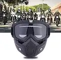 YIQI Maschera per Occhiali da Moto con Maschera Rimovibile, Occhiali Rimovibili a Prova di Nebbia Caldi Filtro per la Bocca Cinturino Antiscivolo Regolabile (Montatura Nera, Lente Trasparente)