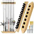 THKFISH Rutenständer Angelruten Angelrutenhalter für Garage Holz Angelstange Wand Rack Store 7 Angelrute Combos,1 Paar Vertikales