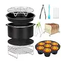 8 Inch Accessoires De Friteuse 10 Pièces Pour Gowise Phillips Cozyna Airfryer XL 3.8QT-5.8QT, Cadeau Supplémentaire 4PCS Aiguille Barbecue(Black 10 PCS)