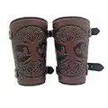 Viking World Tree Arm Guards Brassards En Cuir Brassards En Relief Bandage Renaissance Médiévale Brassards Viking Bras En Cuir Armure Bracelet Manchette Hommes Femmes Brassards Gauntlet (Marron)