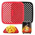 2 Stück ölfreie Luftfritteuse-Zubehör | wiederverwendbare Silikon-Matte für den Air-Fryer-Körbchen | Antihaft-Pad für Backofen [quadratisch] (22 cm)