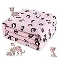 Sivio Coperta peso per bambini, 1,4 kg, 90 x 120 cm, 100% cotone naturale, coperta pesante per bambini e ragazzi, perline di vetro sicure, leopardato rosa