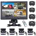 RV Backup Camera 9 inch 4 Split Waterproof IP69 Night Vision with Monitor Back Up Camera podofo Rear View Cameras for Trucks RVs Trailers Pickups Vans Bus Camper