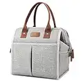 Lunch Bag for Women & Men, Insulated Lunch Box Cooler Tote Bags, Adult Reusable Lunch Boxes with Water Resistant for Work, Travel and Picnic (Grey)