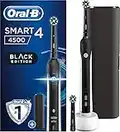 Oral-B Smart 4 Electric Toothbrush with Smart Pressure Sensor, App Connected Handle, 2 Toothbrush Heads & Travel Case, 3 Modes with Teeth Whitening, 2 Pin UK Plug, 4500, Black