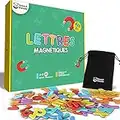 Lettres Magnétiques pour Enfants - 68 Lettres et Symboles- Aimants de Frigo en Mousse Douce et Épaisse pour Les Enfants, Jeux d'Alphabet Éducatifs pour Les Tout-Petits - avec Accents Français