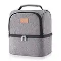 Lifewit Bolsa Térmica para Almuerzo con Doble Compartimentos Aislamiento,Multiuso Caja De Almuerzo para Hombres,Mujeres,Niños,Bebé,Bolso Térmico para Camping,Excursión,Playa Refrescos,7L, Gris