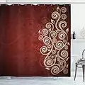 ABAKUHAUS borgoña Cortina de Baño, Ombre Remolino de la Flor de la Hiedra, Material Resistente al Agua Durable Estampa Digital, 175 x 220 cm, Crema y Ruby