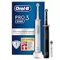 Oral-B Pro 3 3900 Elektrische Zahnbürste/Electric Toothbrush, Doppelpack & 3 Aufsteckbürsten, mit 3 Putzmodi und visueller 360° Andruckkontrolle für Zahnpflege, Geschenk Mann/Frau, weiß/schwarz