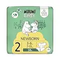 Muumi Baby Newborn Eco Nappies Size 2, 3-6 kg (7-13 lbs), 58 Sensitive Premium Diapers with Wetness Indicator | Soft and Skin Friendly, No Unnecessary Chemicals |