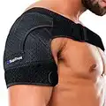 Suptrust Recovery Shoulder Brace for Men and Women, Shoulder Stability Support Brace, Adjustable Fit Sleeve Wrap, Relief for Shoulder Injuries and Tendonitis, One Size Regular, Shoulder Pain Relief, Support and Compression, for Torn Rotator Cuff, AC Joint Pain Relief