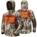 TIDEWE Men’s Heated Jacket with Coral-Fleece Lining, Waterproof 1/2 Zip Jacket with Detachable Hood for Hunting (Veil Avayde Camo, Size XL)