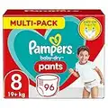 Pampers Windeln Pants Größe 8 (19kg+) Baby-Dry, MONATSBOX, Windelhöschen mit 360° Fit, 96 Höschenwindeln