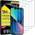 4youquality [4-Pack Screen Protector for iPhone 14, iPhone 13 & iPhone 13 Pro (6.1-Inch), Tempered Glass Film, [LifetimeWarranty][Impact-Protection][Anti-Shatter][Anti-Scratch]