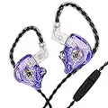 Yinyoo KBEAR Storm IEM Écouteurs Intra-Auriculaires pour moniteurs audiophiles, écouteurs filaires HiFi Basses avec Pilote 1DD pour Musiciens, Casque d'isolation(Violet Transparent, avec Micro)