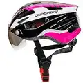 Queshark Casco da Mountain Bike Traspirante con Luce Posteriore Staccabile UV Protezione Magnetica Occhiali Visiera per Uomini e Donne Ciclismo Caschetto