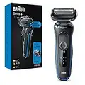 Braun Series 5, Rasoio Elettrico Barba, Accessori di Precisione inclusi, Rasatura Ottimale Ogni Giorno, Lame Flessibili, Uso a Secco o Sotto Acqua, Idea Regalo, 50-B1000s Nero e Blue