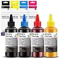 UniPlus Universal Bulk printer Ink Refills Replacement for HP Brother Canon Lexmark Ricoh Refillable Ink Cartridges and CISS Systems BK C M Y 100mL Each Color(Without Syringe), 4-Bottle