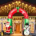 Christmas Inflatable Archway Santa Claus and Snowman with LED Lights, 8 Foot Tal Outdoor Indoor Holiday Blowup Inflatables Arch for Giant Yard Lawn Home Party