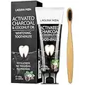 Activated Charcoal & Coconut Oil Teeth Whitening Toothpaste, 100% Natural Charcoal Toothpaste for Whitening Teeth, Removing Stains, Mint Flavor Freshen Breath