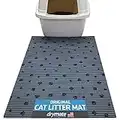 Drymate Original Cat Litter Mat, Contains Mess from Box for Cleaner Floors, Urine-Proof, Soft on Kitty Paws -Absorbent/Waterproof- Machine Washable, Durable (USA Made) (20”x28”)(GreyStripeBlackPaw)