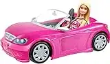 Barbie Voiture Cabriolet Rose DecapoTable avec deux Siages Noirs et Ceintures, Poupee à  Robe Graphique Incluse, Jouet pour Enfant, DJR55 Exclusivité sur Amazon