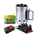 homenote Rapid Charcoal Chimney Starter Set Fireplace Accessories Lighter Cubes BBQ Heat Resistant Gloves Blower BBQ Tools
