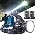 PUNLIM Rechargeable Headlamps for Adults 100000 Lumen Super Bright Headlamp Spotlight,Waterproof Head Lamp 4 Modes with Tail Warning Light, for Adults Hard