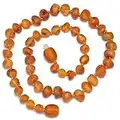 Genuine Baltic Amber Necklace - Raw not Polished Beads - Knotted Between Beads - Sizes from 30 to 36 cm (Cognac, 32cm)