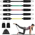 hugeneroy Ankle Resistance Bands - Ankle Tube Band with Adjustable Straps - 5 Resistance Bands with Light, Medium & Heavy Resistance Levels for Women & Men Easy Workout (Multicolor-150lbs)