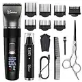 Hatteker Cordless Hair Clipper Beard Hair Trimmer Hair Cutting Kit for Men Women Kids Barber Clippers Nose Hair Trimmer IPX7 Waterproof Professional