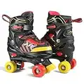 Hikole Kids Roller Skates,Adjustable Size Skates with ABEC-7 Bearing for Boys Girls Ages 6-12, Beginners Roller Skate with Breathable Comfortable Mesh (Black and Yellow,Size S:10C-13C)