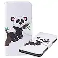 Laybomo Etui pour Apple iPhone 5 SE Housse Etui PU Cuir Pochette Portefeuille Aimant Protecteur Flip Cover Doux TPU Silicone Coque pour iPhone 5 SE avec Slot pour Carte, Panda Mignon