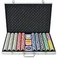 vidaXL Set Gioco Poker 1000 Chips Fiches Laser Valigetta Alluminio Gioco Carte