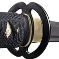 Handmade Sword Full Tang Black Scabbard Stainless Steel Unsharpened Edge Iaido Training Katana Sword, Musashi