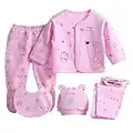 IMJONO Vêtements Ensemble Nouveau née Bébé Garçon Fille 5pcs Ensemble Né Bébé Tops Pantalon Hat Bib pour 0-3M（Rose，0-3 Mois）