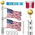 Surnuo 20ft Telescoping Flag Pole for Outside In ground, Stands Firmly in Windy Conditions Flagpole for House Outside Yard Patio with 3x5 USA Flag, for Both Residential and Commercial Use