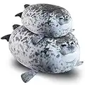 2 x Blob Seal Pillow, 30cm Cute Chubby Seal Plush Toy +60cm Plush Seal Pillow, Soft Blob Animal Seal Pillow Stuffed Cotton Plush Animal Toy Cute Ocean Pillow Pets Grey (2pos 23.6IN+11.8IN)