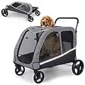 Saudism Dog Stroller For Large Dogs, Extra Large Pet Stroller For For Medium Dogs, Dog Stroller For 2 Dogs, Dog Wagon, Dog Carriage, Foldable Design, Adjustable Handle, With Pocket, Up To 160 lbs