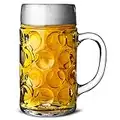 6x German Beer Stein Glass 2 Pint | Classic Beer Tankards, Beer Mugs, Oktoberfest