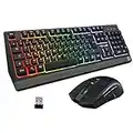 The G-Lab Combo Tungsten - Ensemble Clavier et Souris Gamer sans Fil Rétro Éclairés - Clavier Gaming Wireless AZERTy + Souris Wireless 2400 DPI - Pack pour PC PS4 PS5