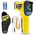 Infrared Thermometer Temperature Gun -58°F~1472°F, MESTEK Digital Laser Thermometer Gun with K Type Thermocouple Probe for Cooking, Pizza Oven, IR Thermometer Temp Gun with Adjustable Emissivity