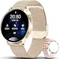 AWSENS Montre Connectée Femme, Smartwatch Appels Bluetooth, avec Fréquence Cardiaque Podomètre Sommeil Contrôle de la Musique Bracelet Intelligent, Etanche IP67， pour iOS Android（Or Rose）